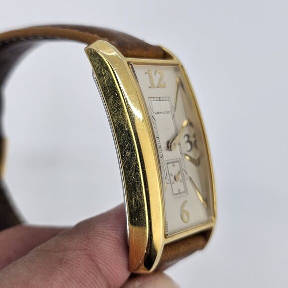 VTG Hamilton Women's Watch 22MM Gray Dial Brown Leather Bands New Battery - Picture 6 of 16